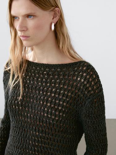 Zara Cotton blend cutwork sweater - 734