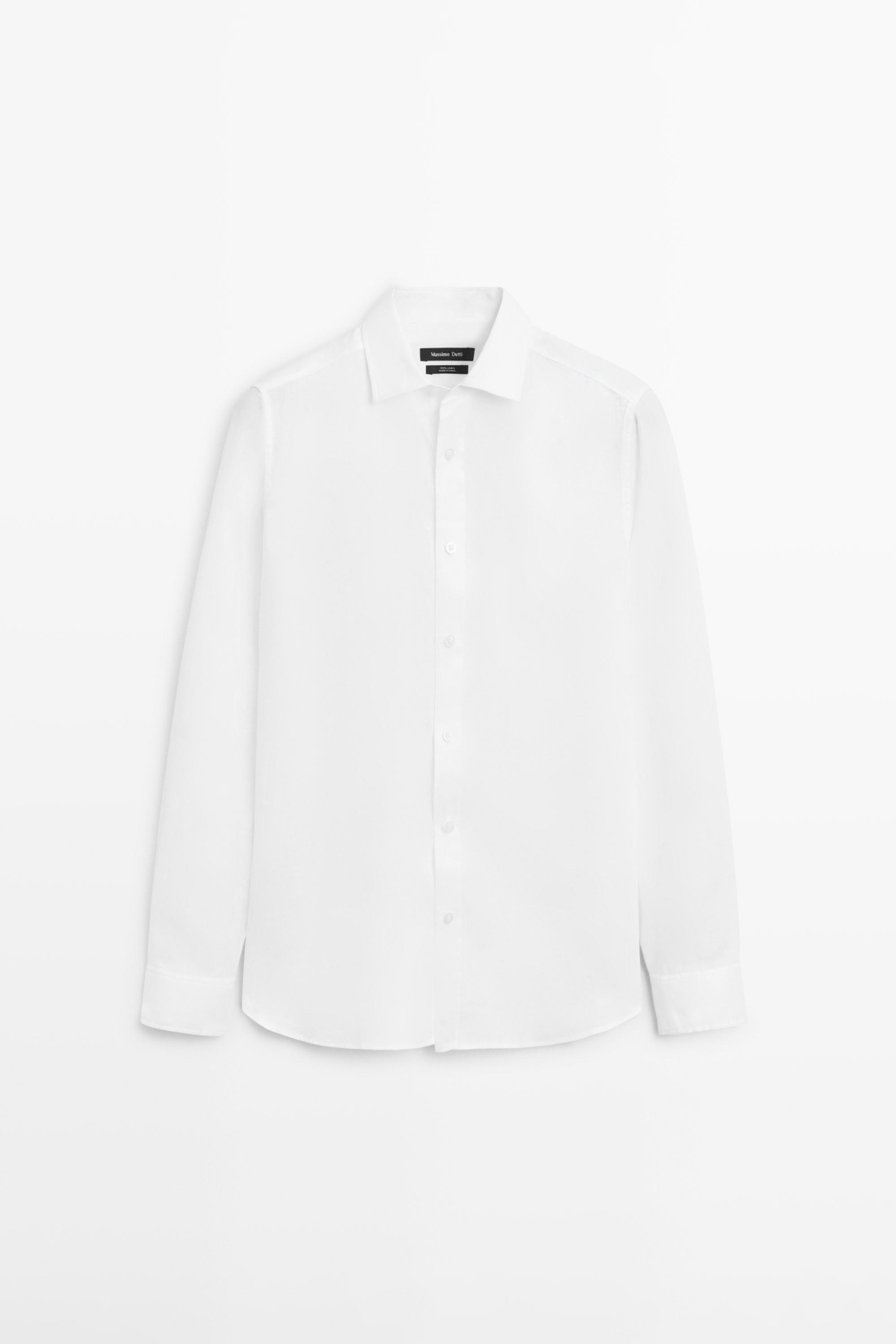 Slim fit 100% linen shirt — White