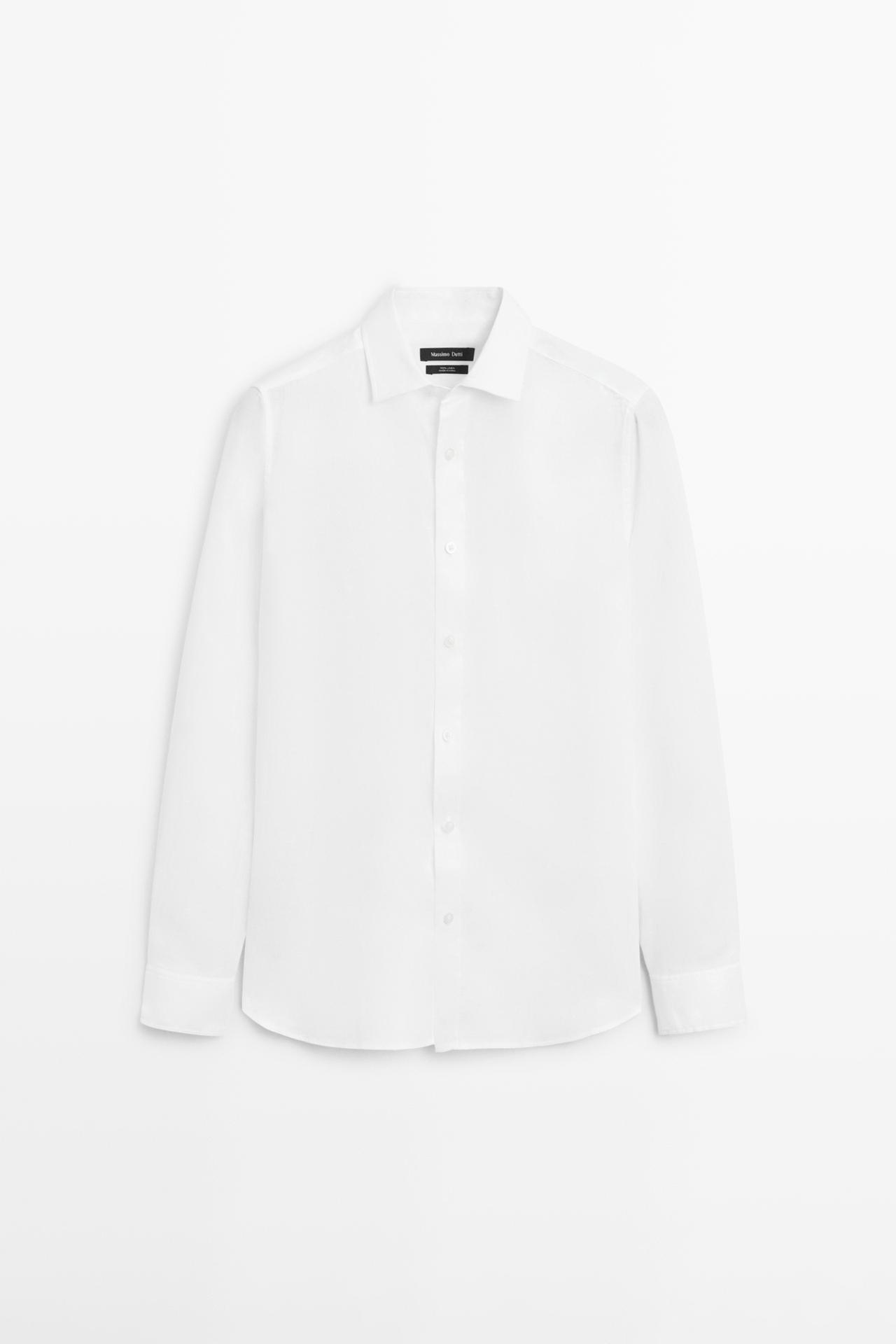 Slim fit 100% linen shirt — White