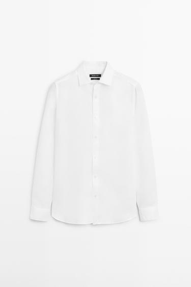 Zara Slim fit 100% linen shirt - White