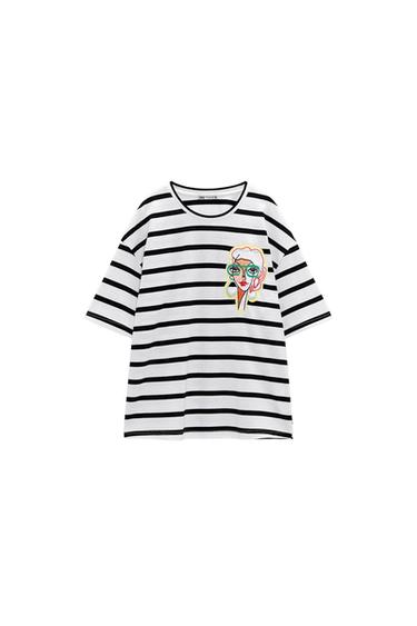 STRIPED T-SHIRT WITH PATCH