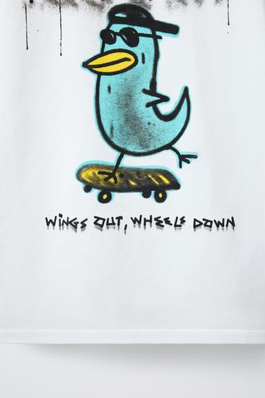 T-SHIRT À IMPRIMÉ GRAFFITI - Blanc de Zara - Image 2