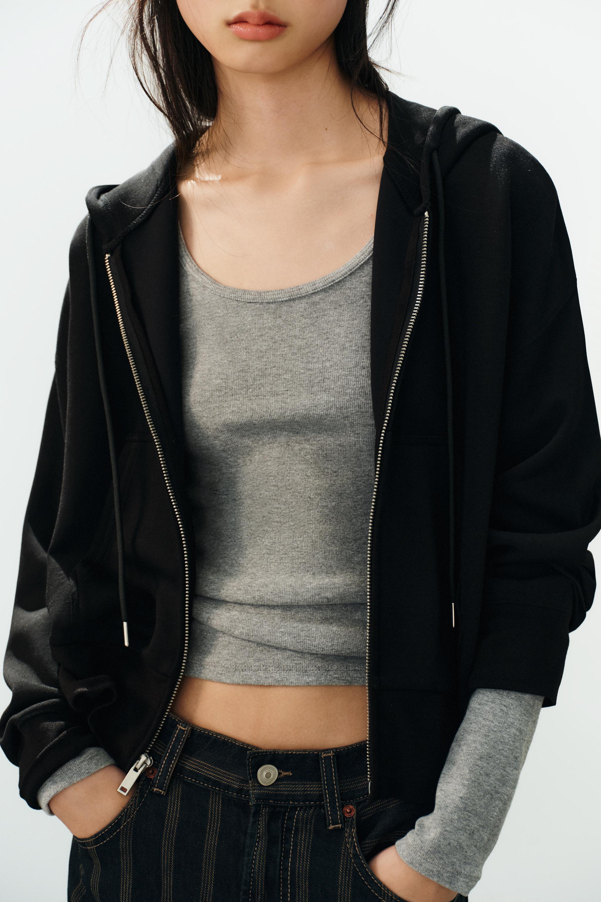 Zara İNTERLOK KAPÜŞONLU SWEATSHIRT görsel 4
