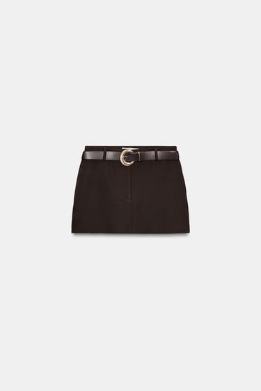Zara SKORT WITH BELT - Brown