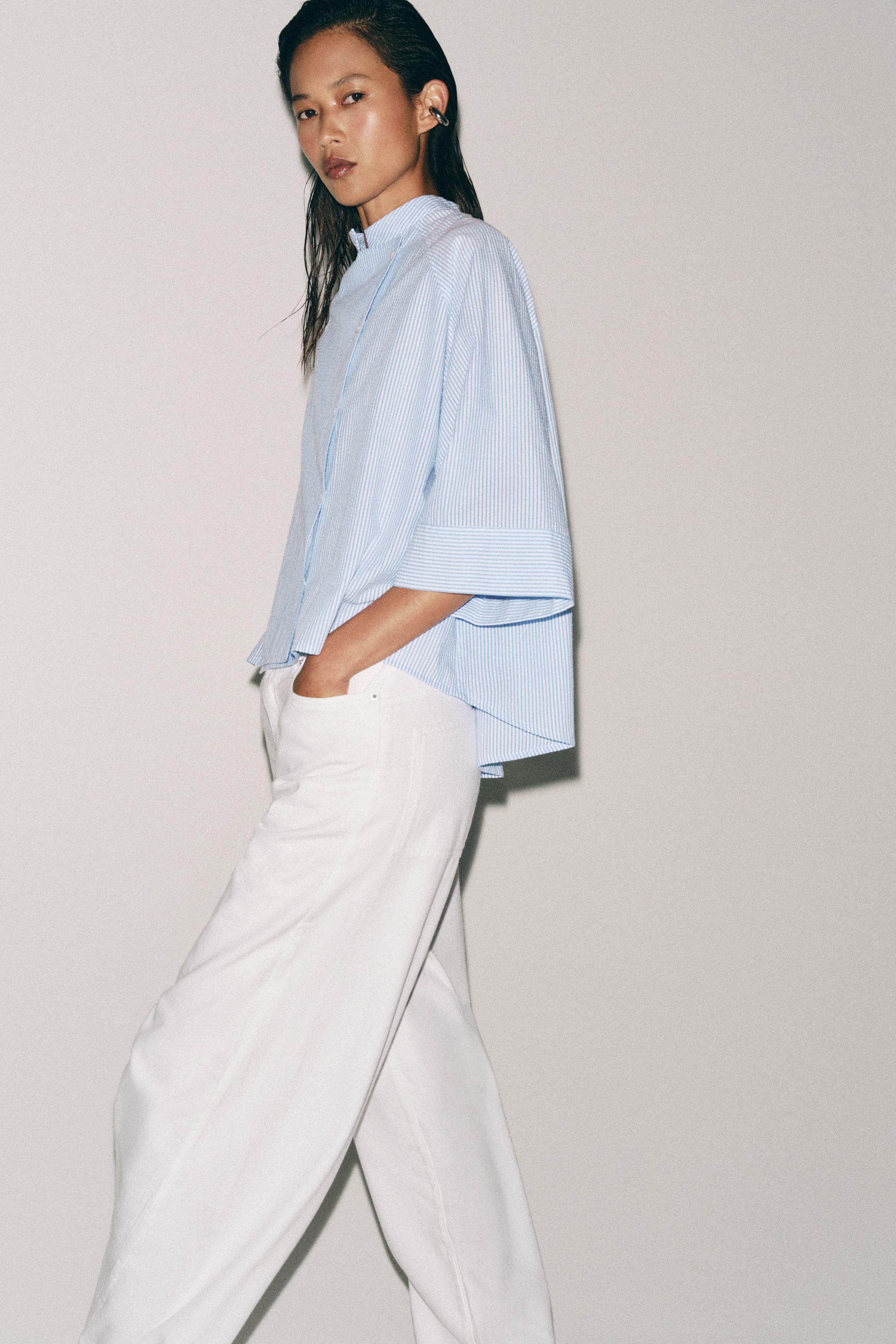 ZW COLLECTION ASYMMETRIC STRIPED SHIRT