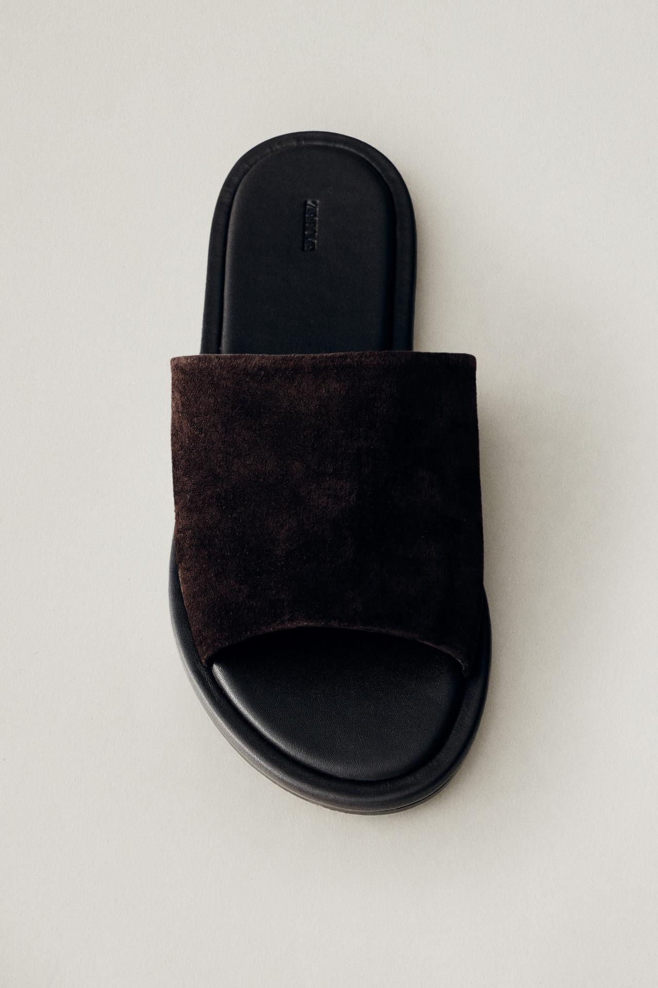 LEATHER SLIDES — Brown