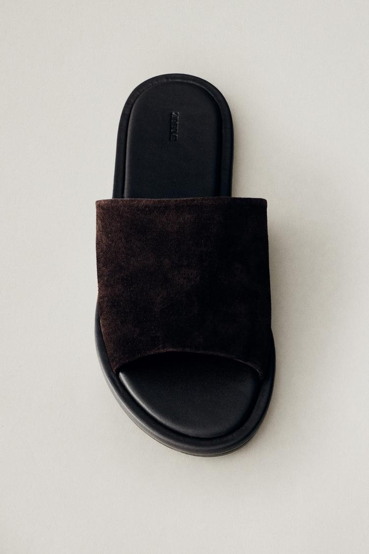 LEATHER SLIDES — Brown