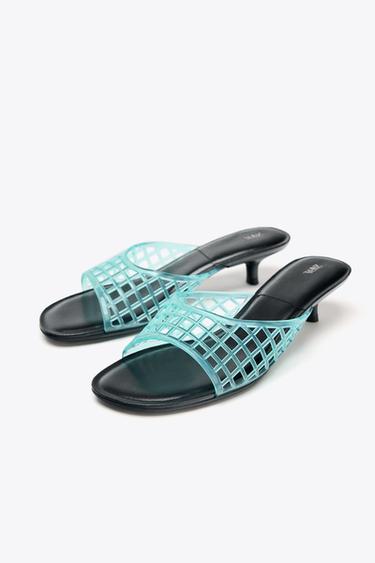 MULES KITTEN EFFET GOMME - Bleu ciel de Zara - Image 4