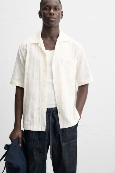 FLORAL JACQUARD SHIRT - Ecru by Zara - Image 4