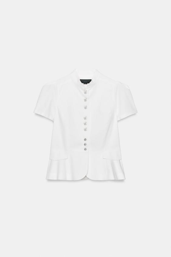 TOP COM BOTÕES MANGA CURTA - Branco da Zara - Imagem 0