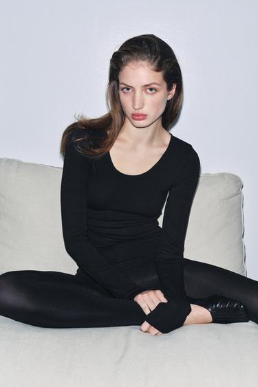 Zara LONG SLEEVE T-SHIRT - Black