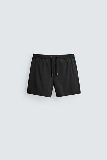 SHORT STRUCTURED SWIMMING TRUNKS - Black by Zara