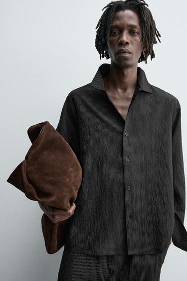 CHEMISE FLUIDE À RAYURES - Noir de Zara - Image 6