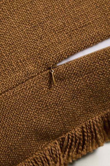 FRINGED CUSHION COVER - Mustard by Zara