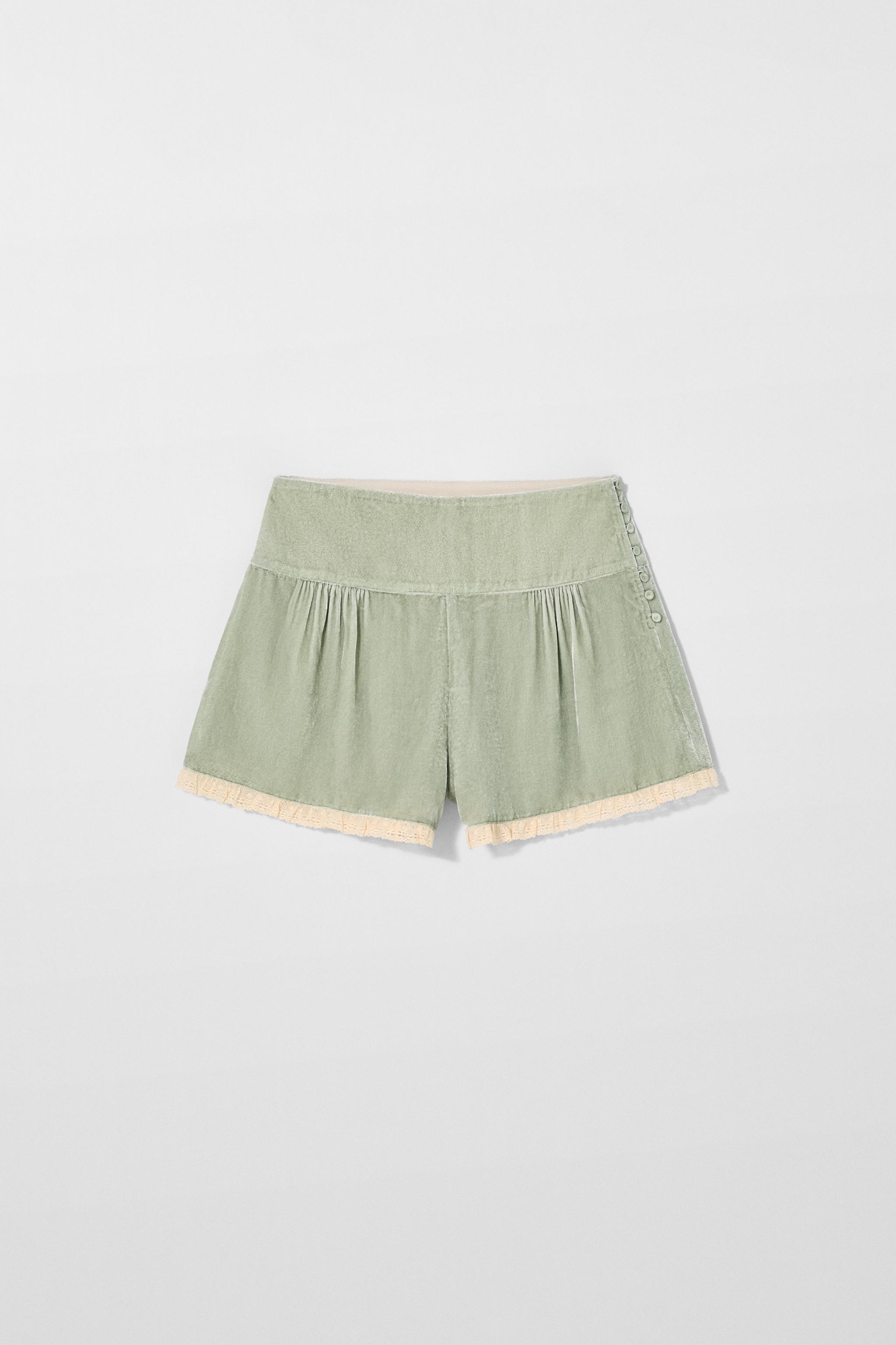 ショートパンツ VELVET LACE SHORTS KATE MOSS X ZARA 1758/250/912 VELVET LACE SHORTS KATE MOSS X ZARA - Light green | ZARA