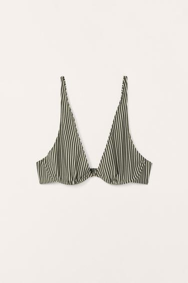 STRIPED LIMITED EDITION BIKINI TOP - Green by Zara