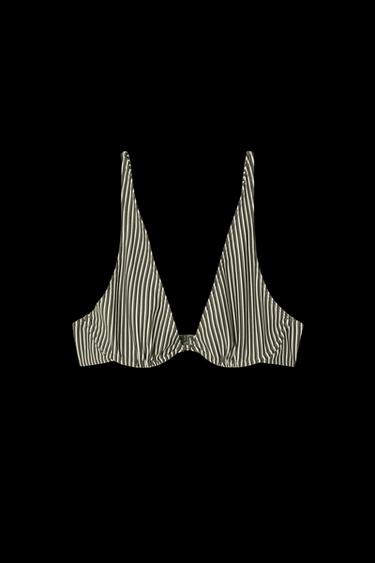 STRIPED LIMITED EDITION BIKINI TOP - Green by Zara - Image 0