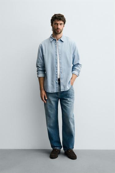 WASHED DENIM SHIRT - Sky blue by Zara