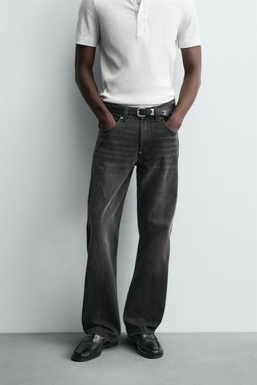 RELAXED FIT JEANS - Green by Zara