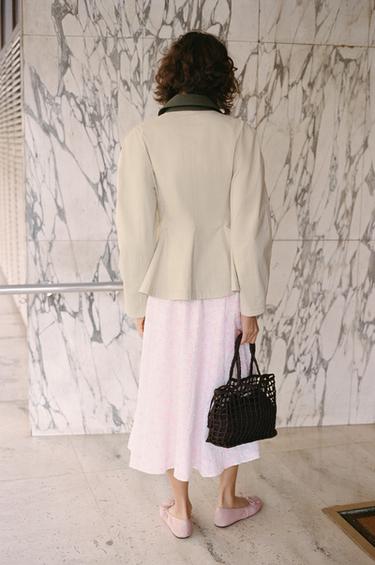 STRUCTURED LAYERED MIDI SKIRT - Pink / White by Zara