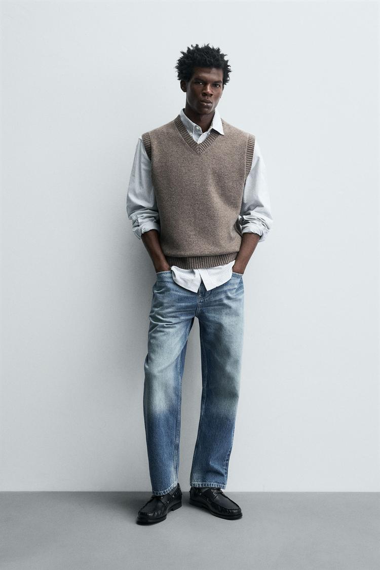 WOOL KNIT VEST Beige ZARA India - Main Image