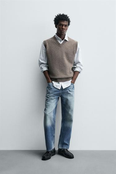 GEBREIDE WOLLEN GILET - geelbruin van Zara - Afbeelding 0