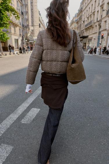 ANORAK BOMBER MATELASSÉ À MAILLE CÔTELÉE AVEC ISOLATION THERMIQUE - Gris de Zara - Image 2