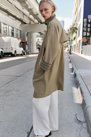 TRENCH OVERSIZE POIGNETS À CARREAUX - Marron clair de Zara - Image 5