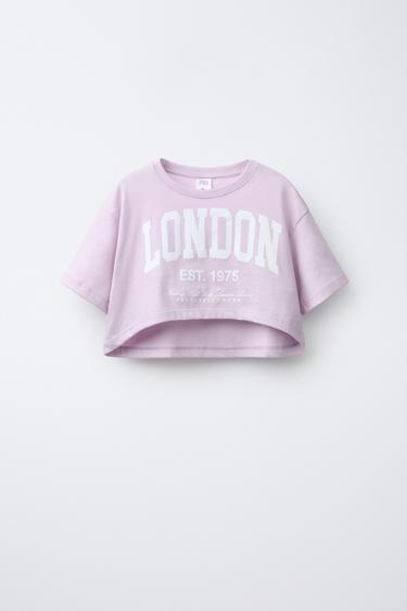 CAMISETA CROPPED VARSITY - Lila de Zara - Imagen 0