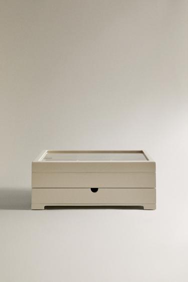 LARGE LACQUERED JEWELLERY BOX WITH LID AND DRAWER - White by Zara
