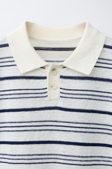 POLO EN COTON ET LIN À RAYURES - Rayures de Zara - Image 2