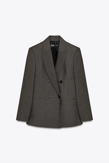BLAZER CRUZADA HOMBRERAS - Gris topo de Zara