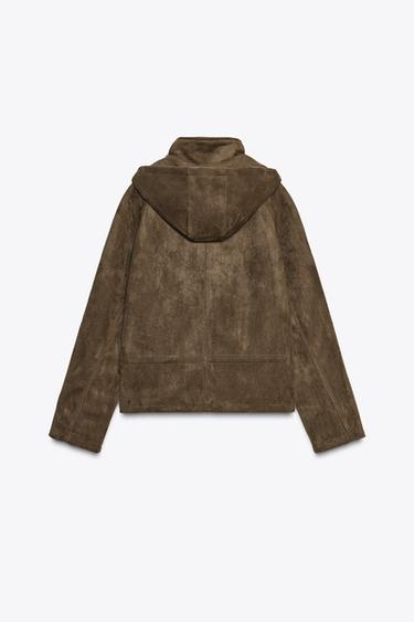 HOODED FAUX SUEDE JACKET - Light khaki by Zara - Image 7