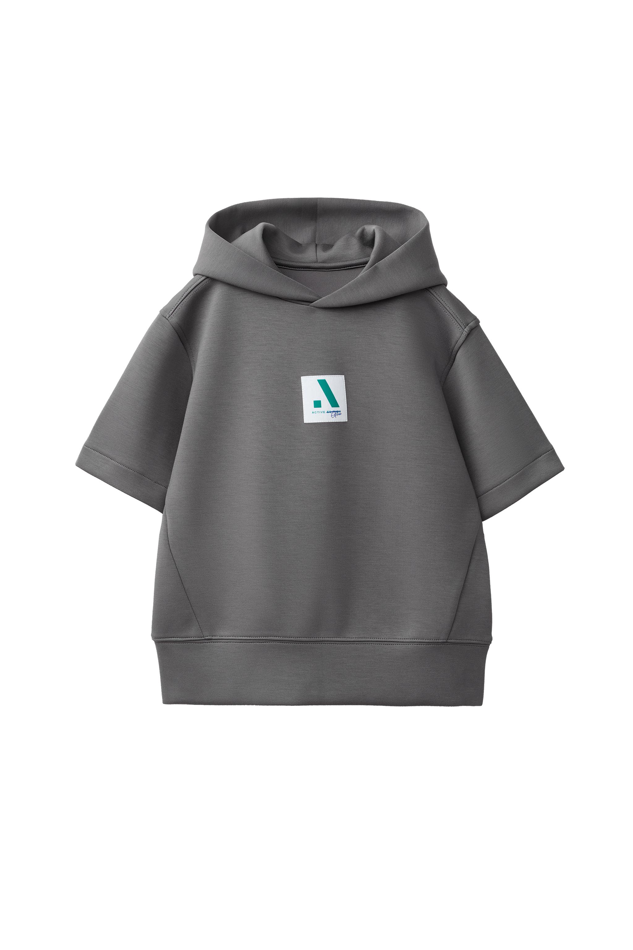 トップス The campament Grey Contrast sweat 2Y SPORTY SHORT SLEEVE MODAL HOODIE - Anthracite grey | ZARA United