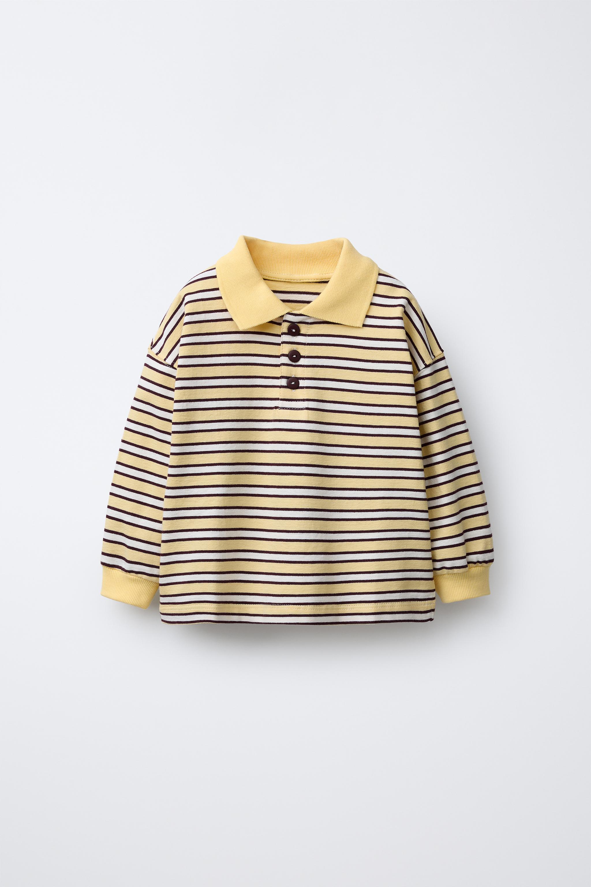 STRIPED POLO SWEATSHIRT - Ecru/Yellow | ZARA United States