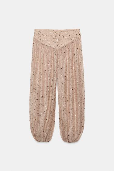 PANTALON BOUFFANT À PAILLETTES - Bronze de Zara - Image 4