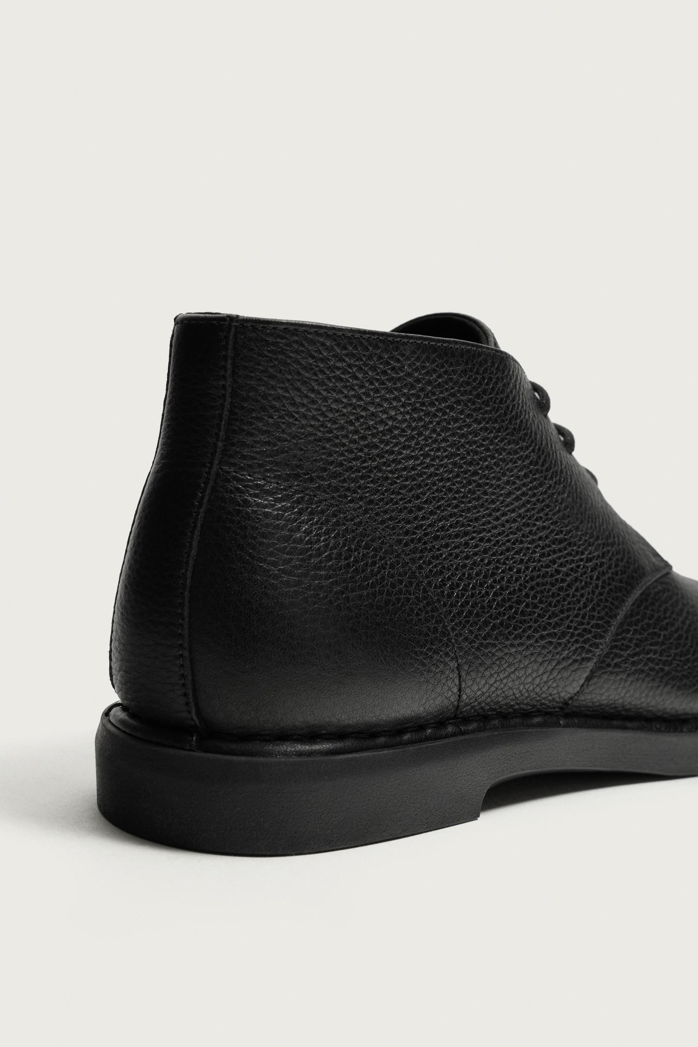 Ботинки Zara Leather, цвет: Чёрный — фото 6