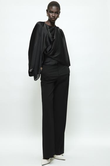 ASYMMETRIC DRAPED TOP - Black by Zara