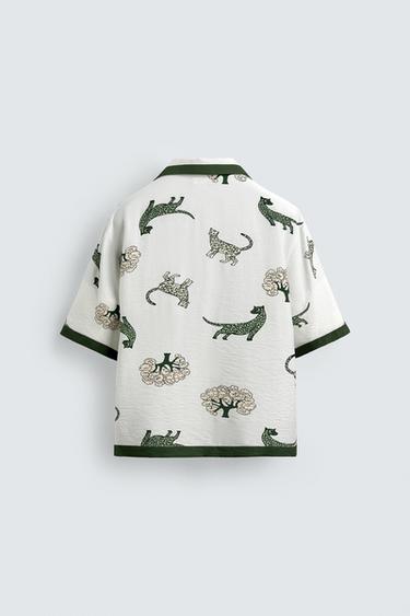 CHEMISE À IMPRIMÉ ANIMALIER - Écru / Vert de Zara - Image 8