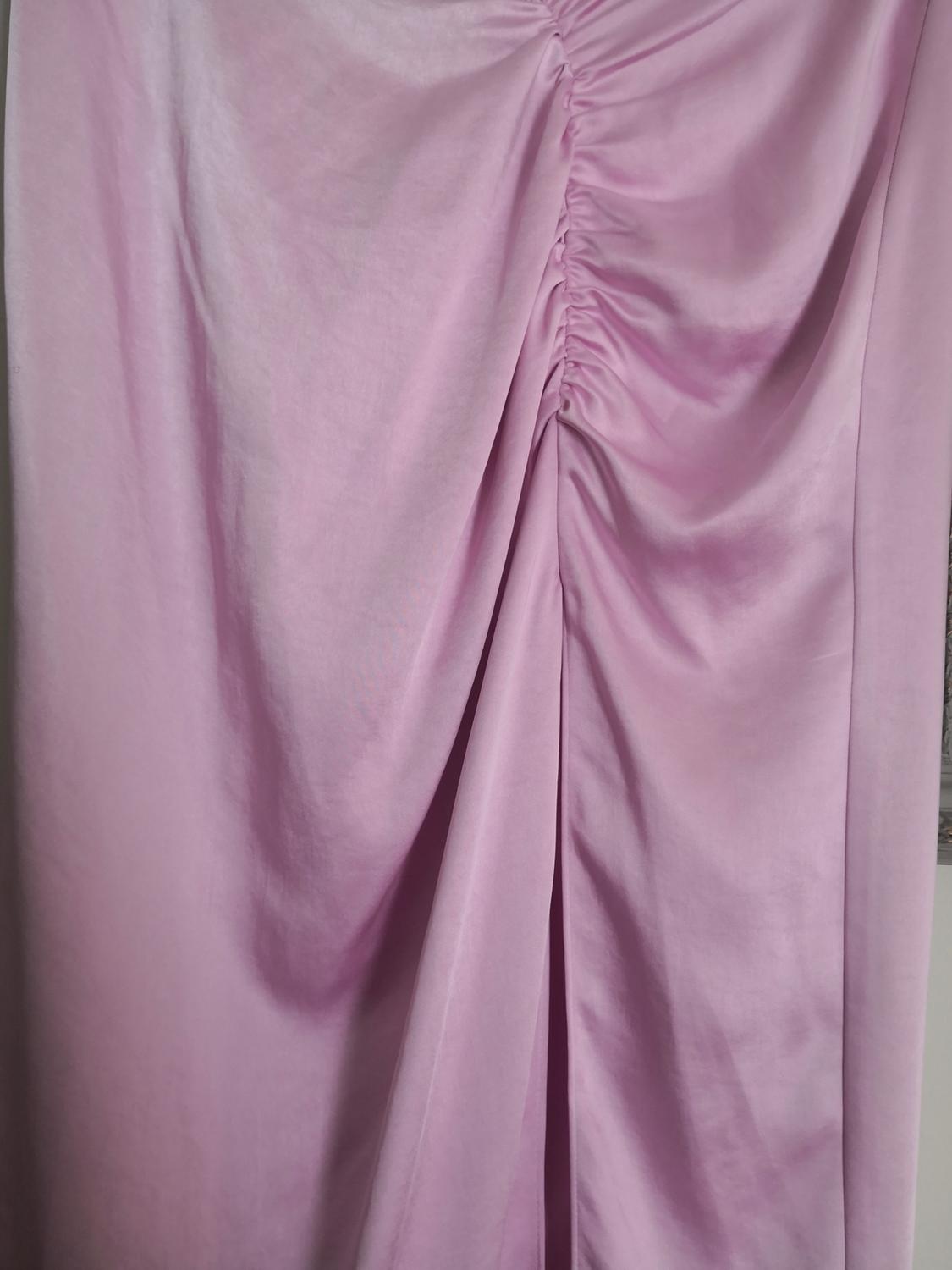 SATIN MIDI SKIRT WITH GATHERING - Image 2