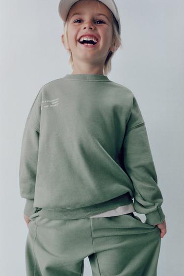 TEXT PRINT SWEATSHIRT AND TROUSERS JOGGING SET - washed green by Zara