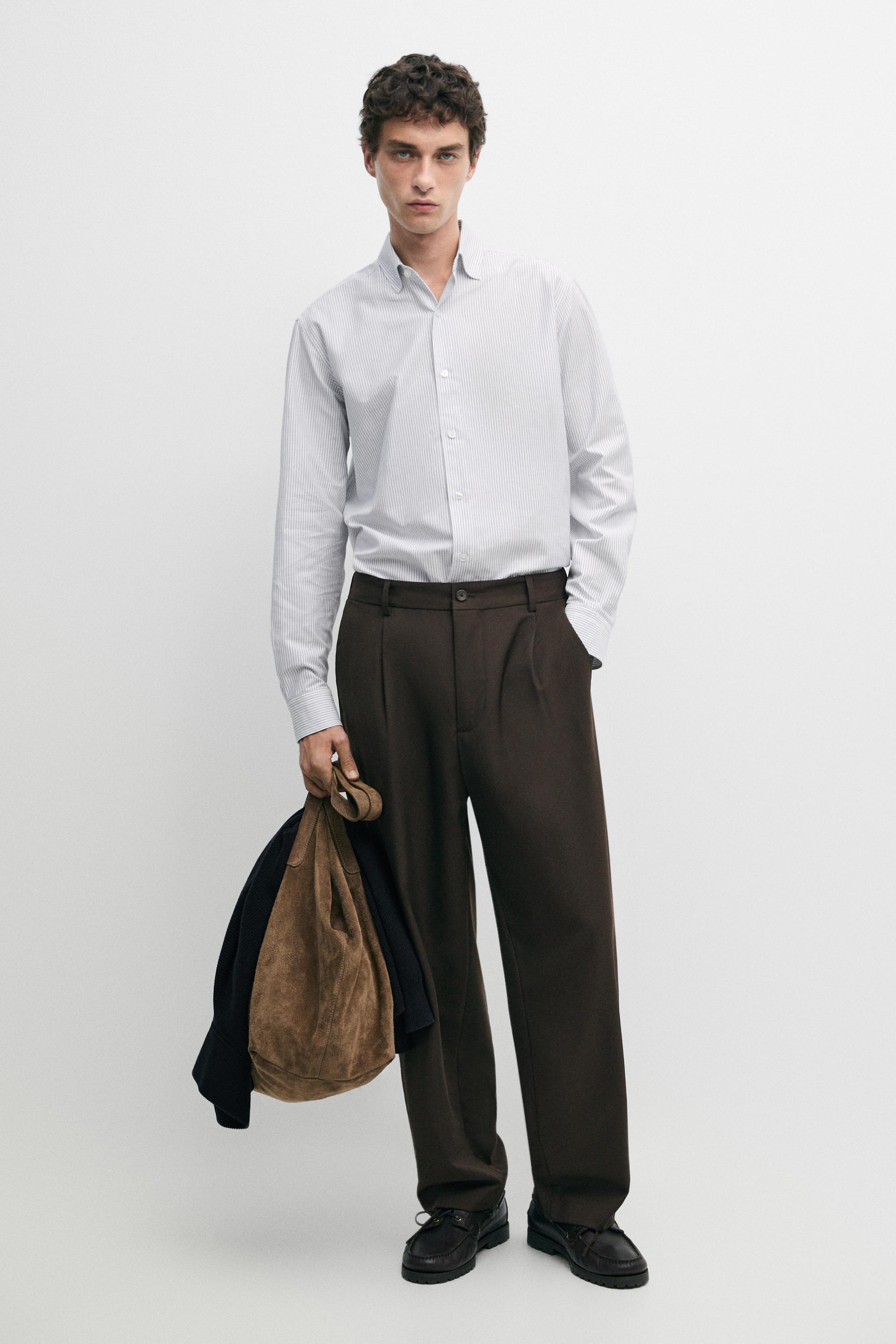 Regular fit striped cotton Oxford shirt — Blue