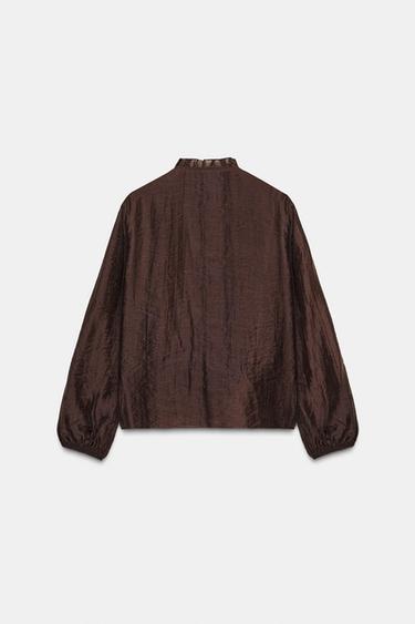 RUFFLED BLOUSE - Brown by Zara - Image 6