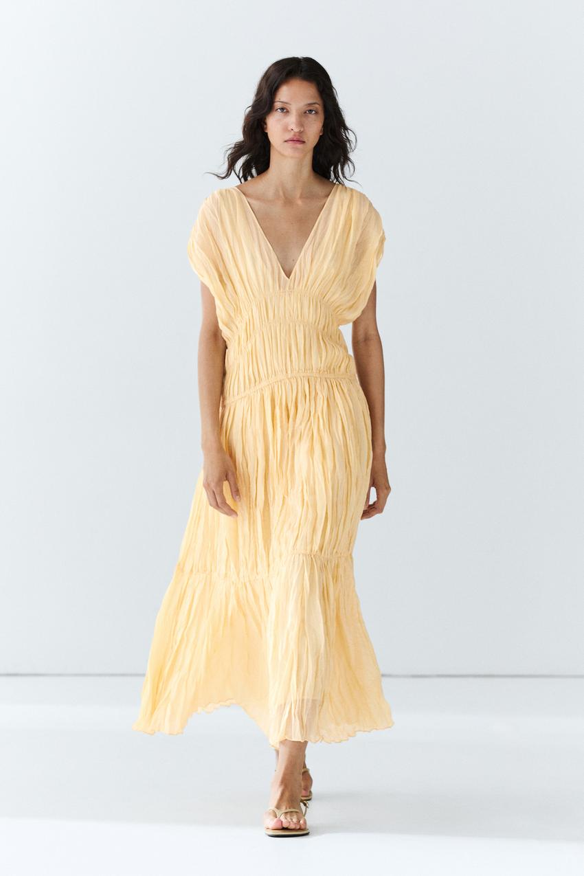flowy gathered dress zara Flowing Dress with Gathering Zara