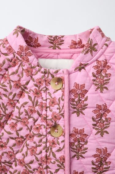 CHAQUETA ACOLCHADA FLORES - Rosado oscuro de Zara