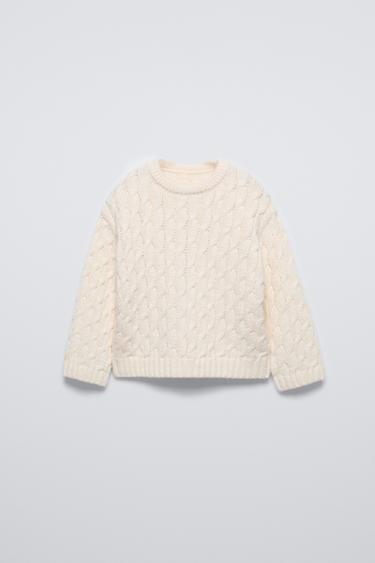 Zara CABLE KNIT SWEATER - Ecru - Image 0