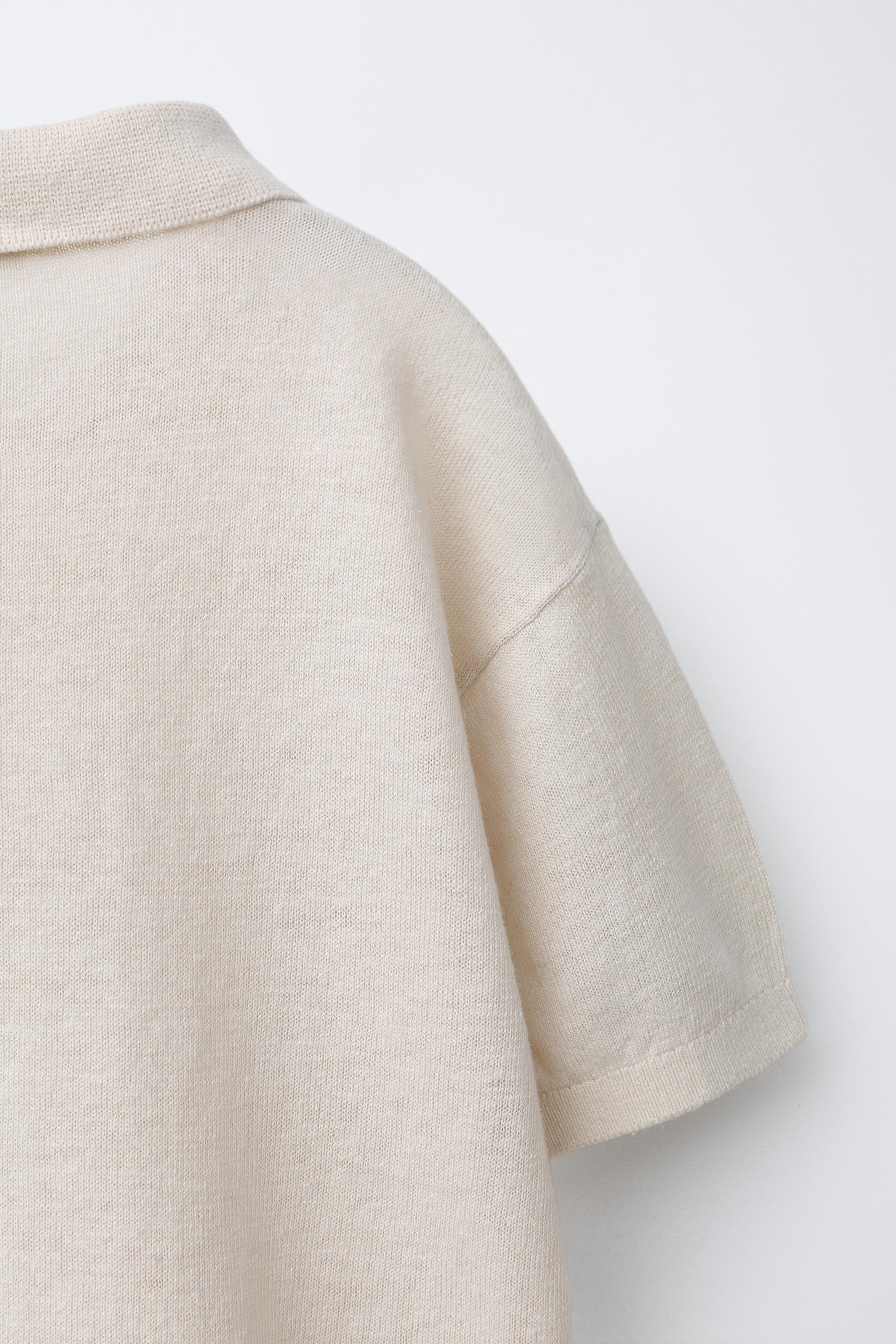 KNIT COTTON LINEN POLO SHIRT