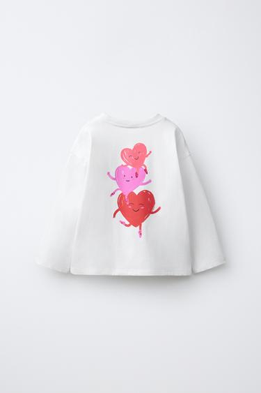 HEART PRINT T-SHIRT — White 2