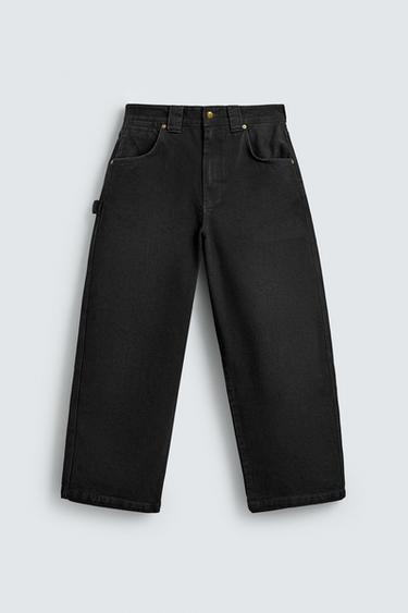 Zara RELAXED FIT CARPENTER PANTS - Black