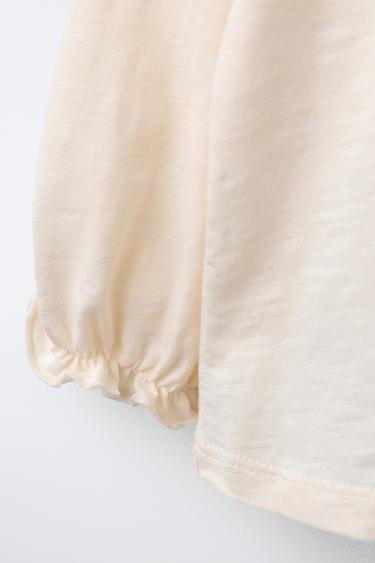 KNIT PATCH T-SHIRT - Ecru de Zara - Image 3